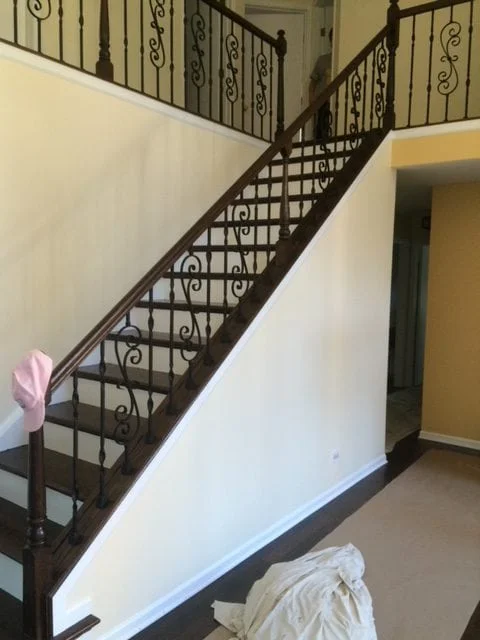 dark hardwood flooring staircase